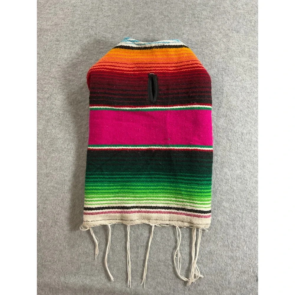 K9 Ponchos Mexican Serape Stripe Dog Poncho Small Multicolor Pet Costume 1859